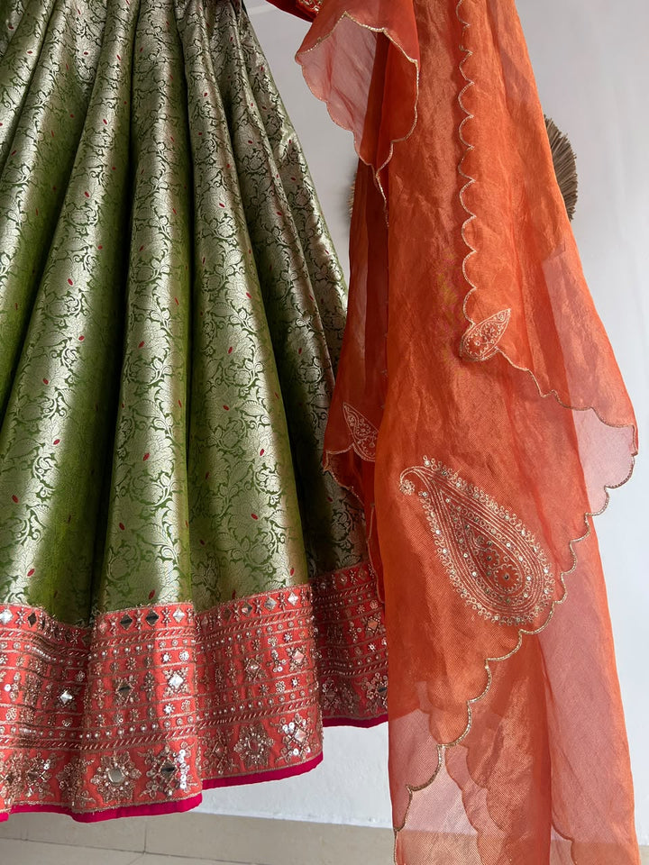 Green Banaras Silk Lehenga