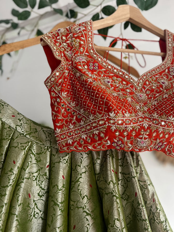 Green Banaras Silk Lehenga