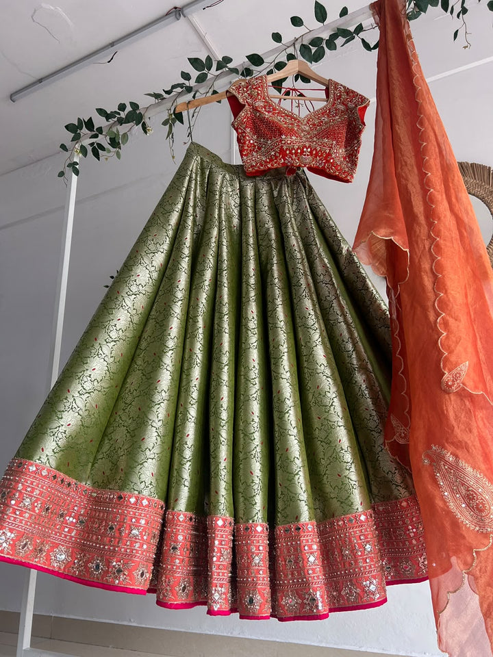 Green Banaras Silk Lehenga