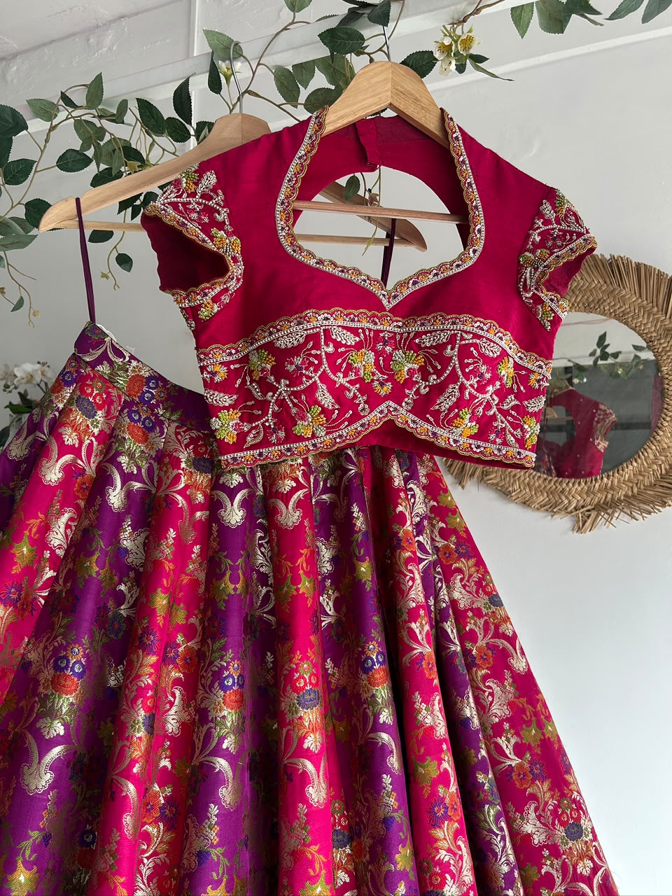 The Pink and Purple Bridal Banaras Lehenga