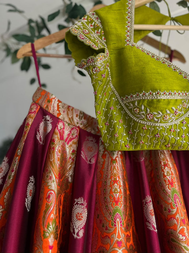 Multicolor Banaras Silk Lehenga