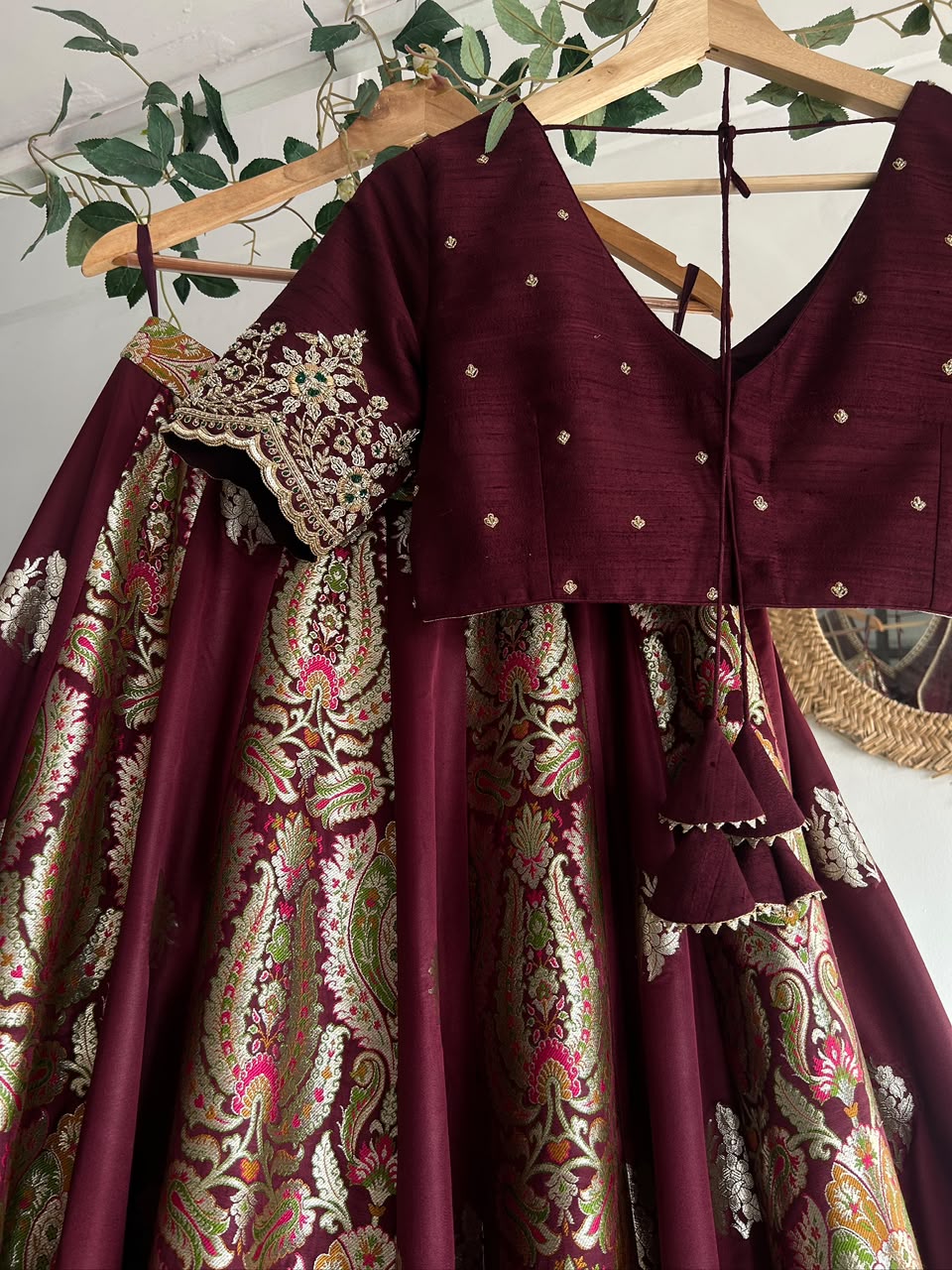 Brown Banaras Silk Lehenga