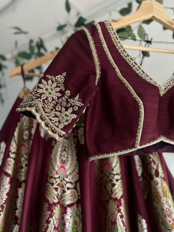Brown Banaras Silk Lehenga