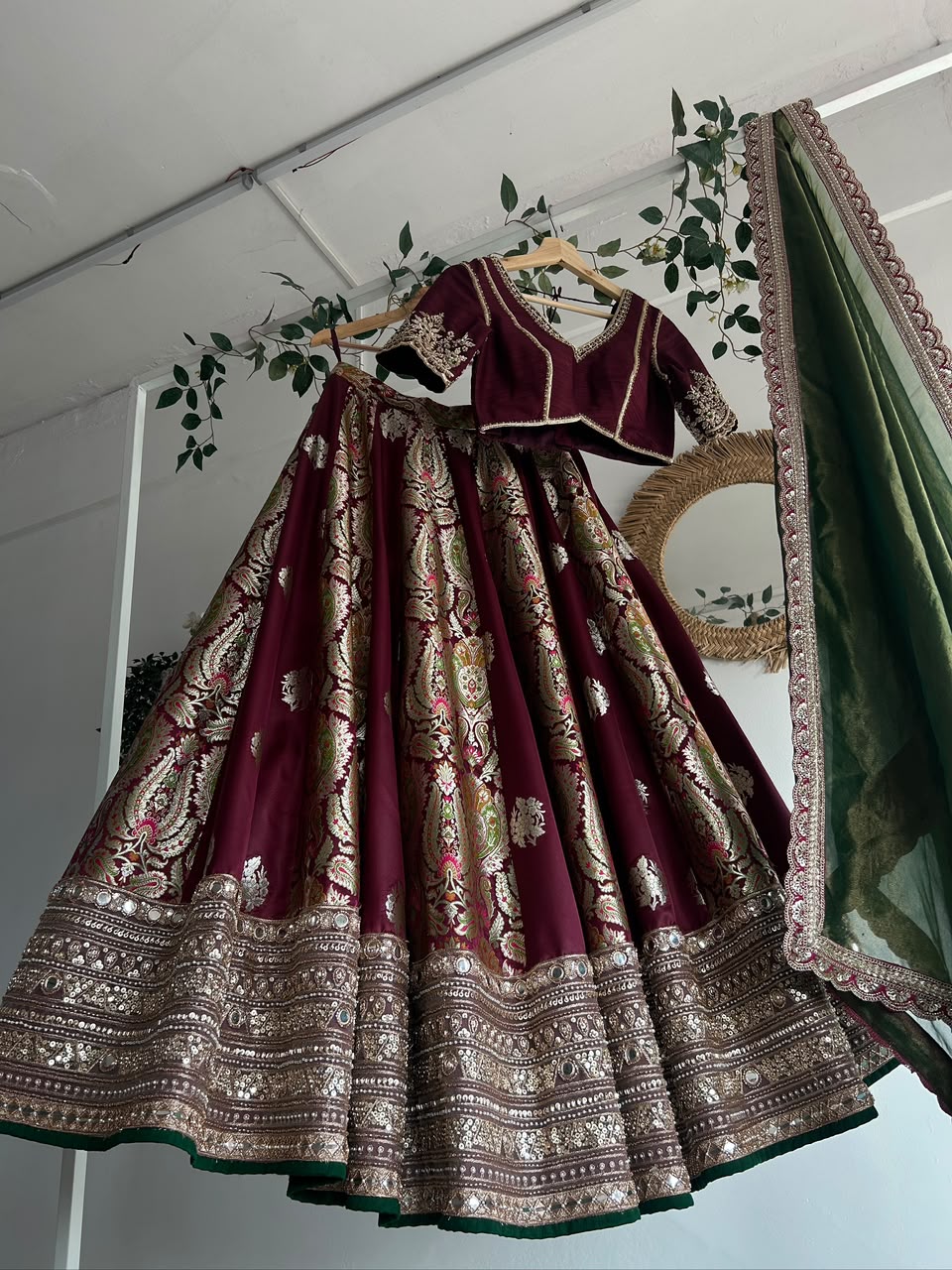 Brown Banaras Silk Lehenga