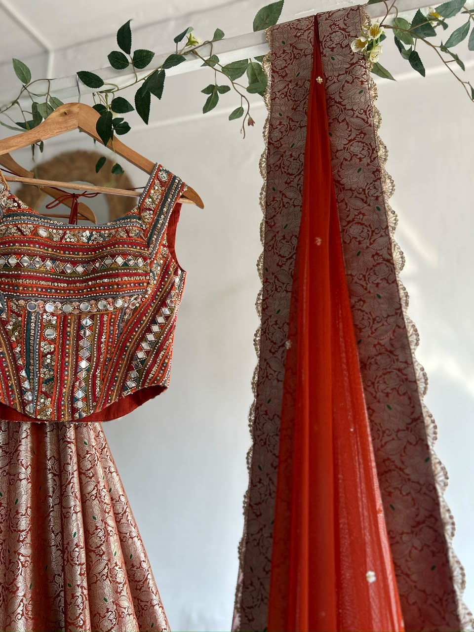 Wine Banaras Silk Lehenga