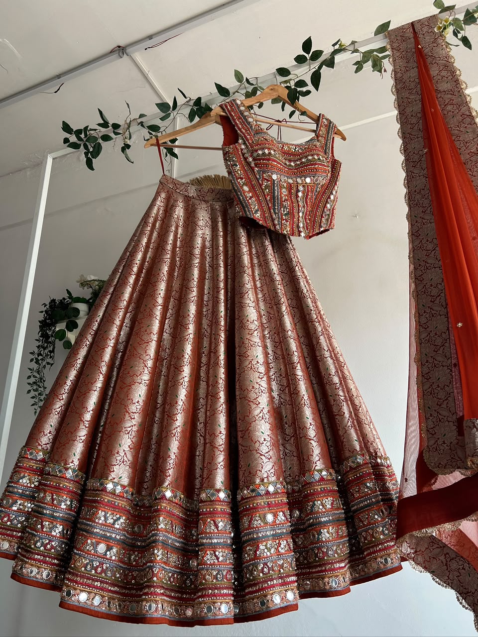 Wine Banaras Silk Lehenga
