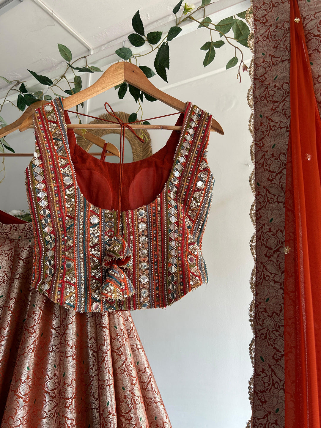Wine Banaras Silk Lehenga