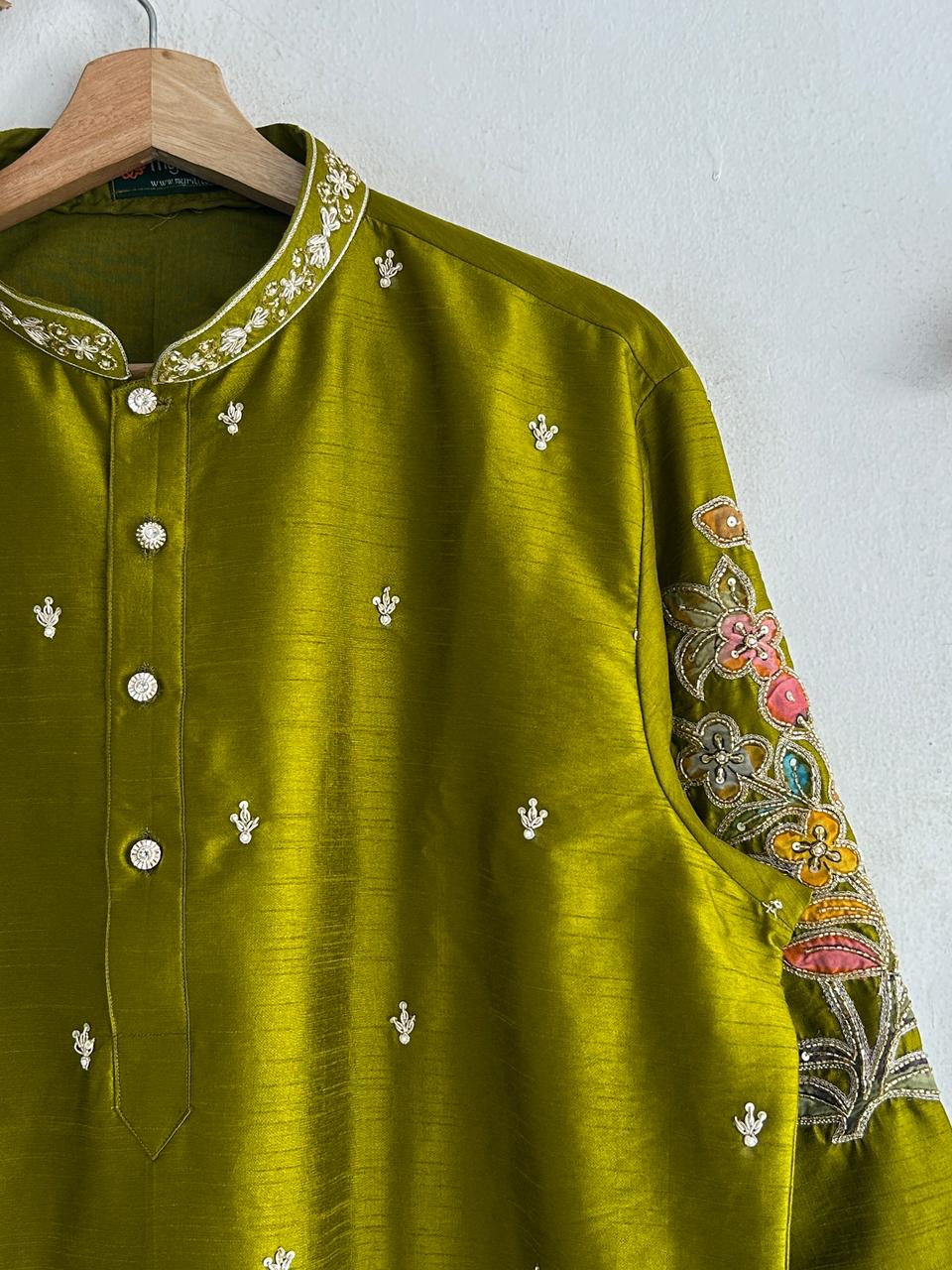 Green Pen Kalamkari Kurta