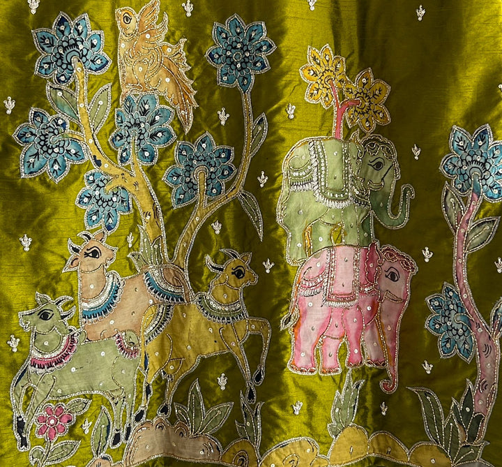 Green Pen Kalamkari Kurta