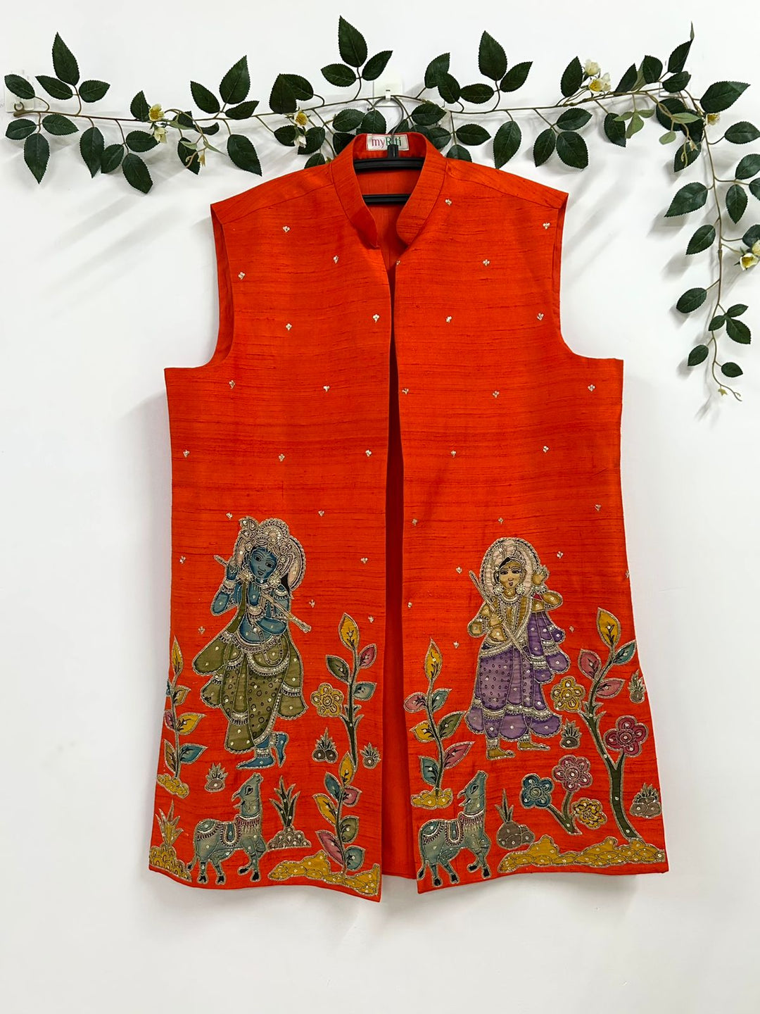 Orange Pen Kalamkari Jacket Set