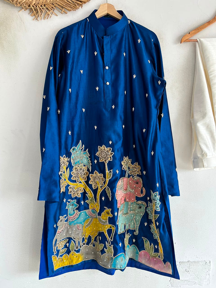 Dark Blue Pen Kalamkari Kurta