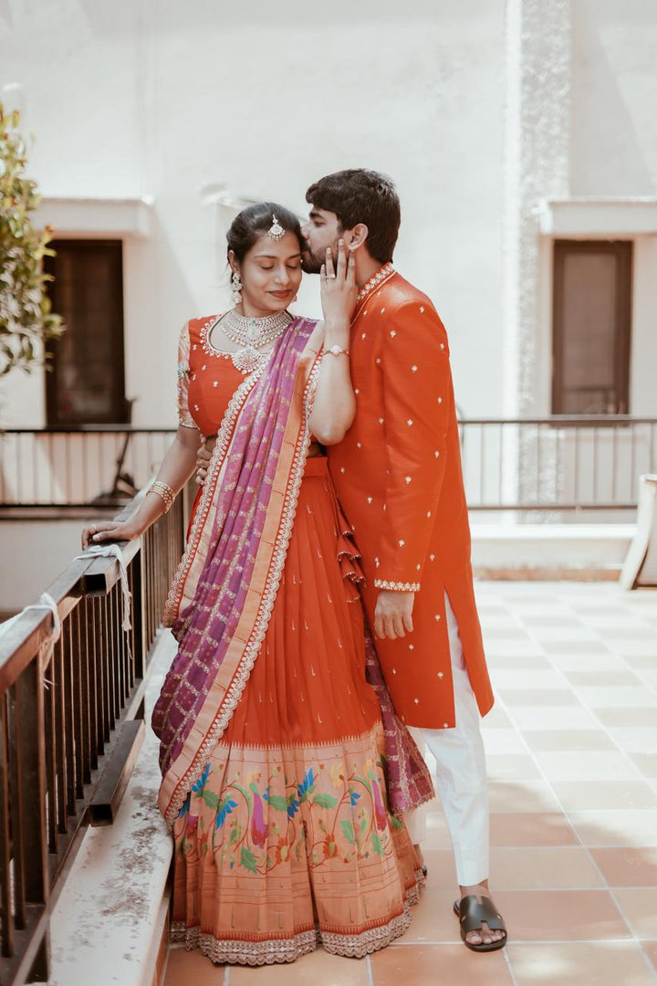 Couple Paithani Silk Outfit