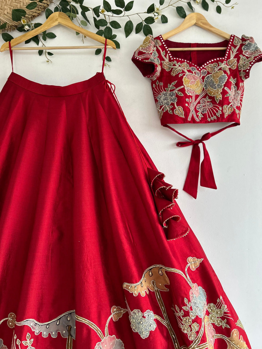 Red Bridal Silk Lehenga