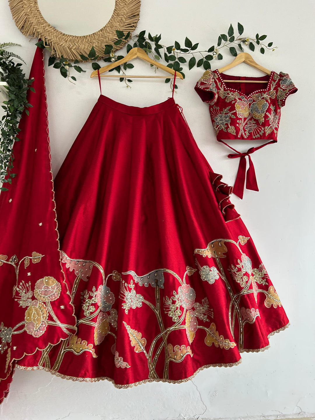 Red Bridal Silk Lehenga
