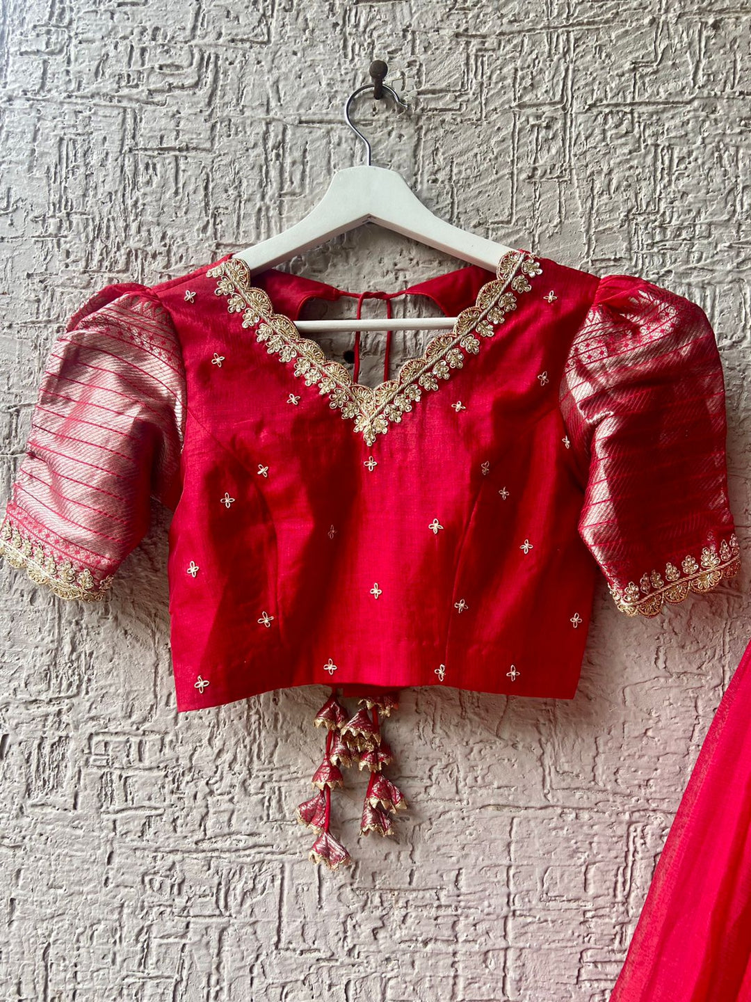 Red Pure Mangalgiri Silk Lehenga