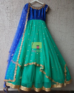 Blue & Teal Maggam Dress