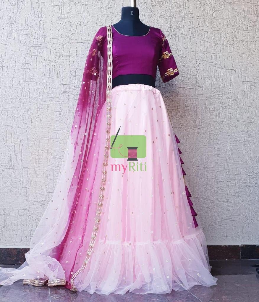 Purple and Pink Lehenga