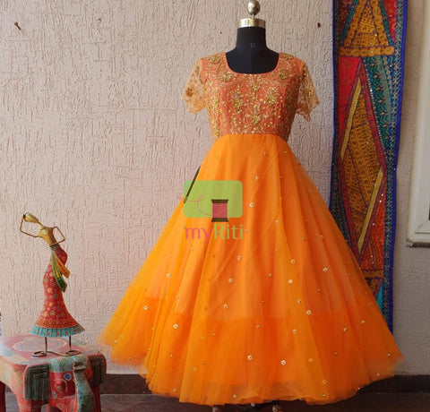 Orange Handwork Dress