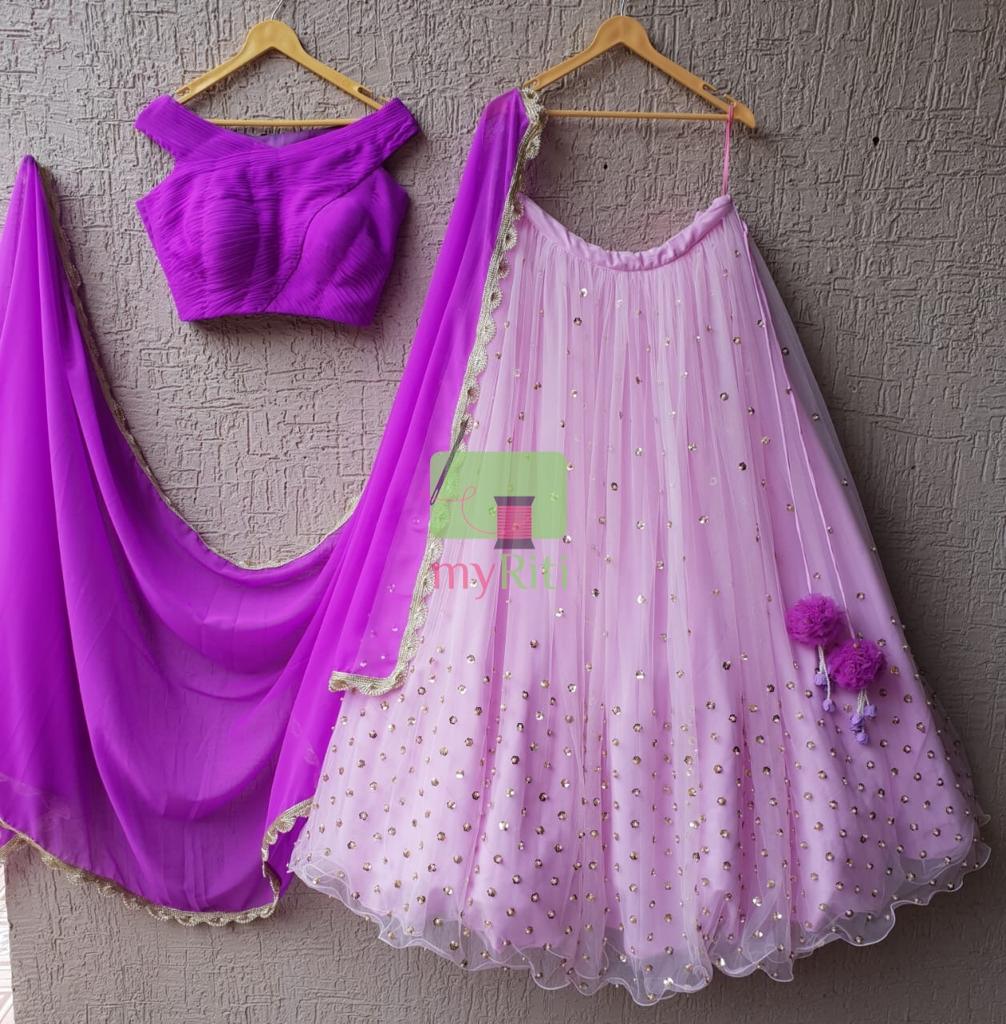 Lavendar Net Lehenga