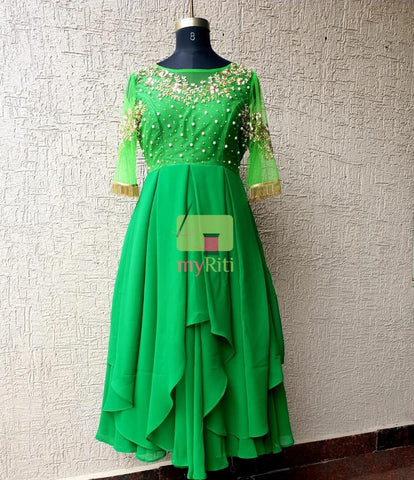 Green Maggam Dress