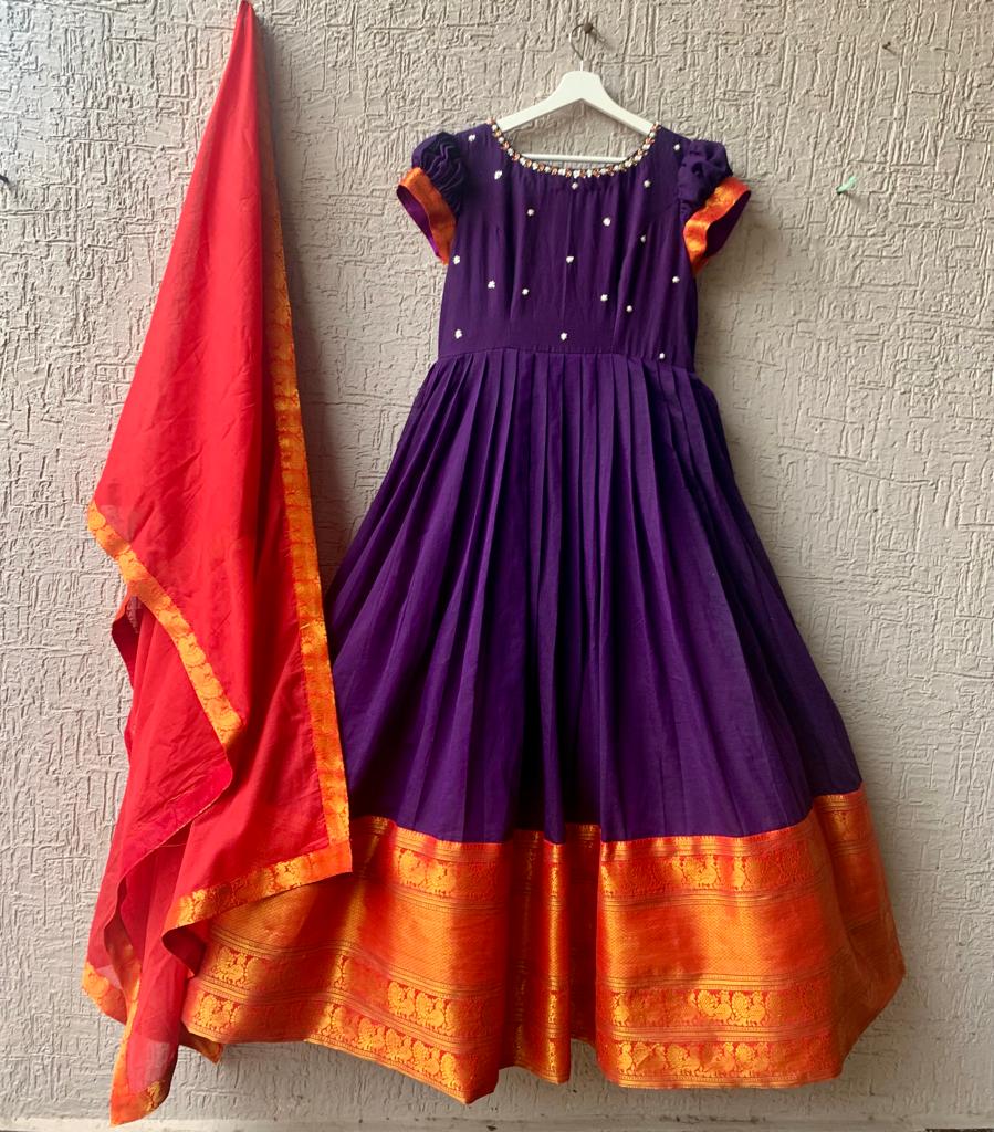 Purple Narayanpet Long Dress
