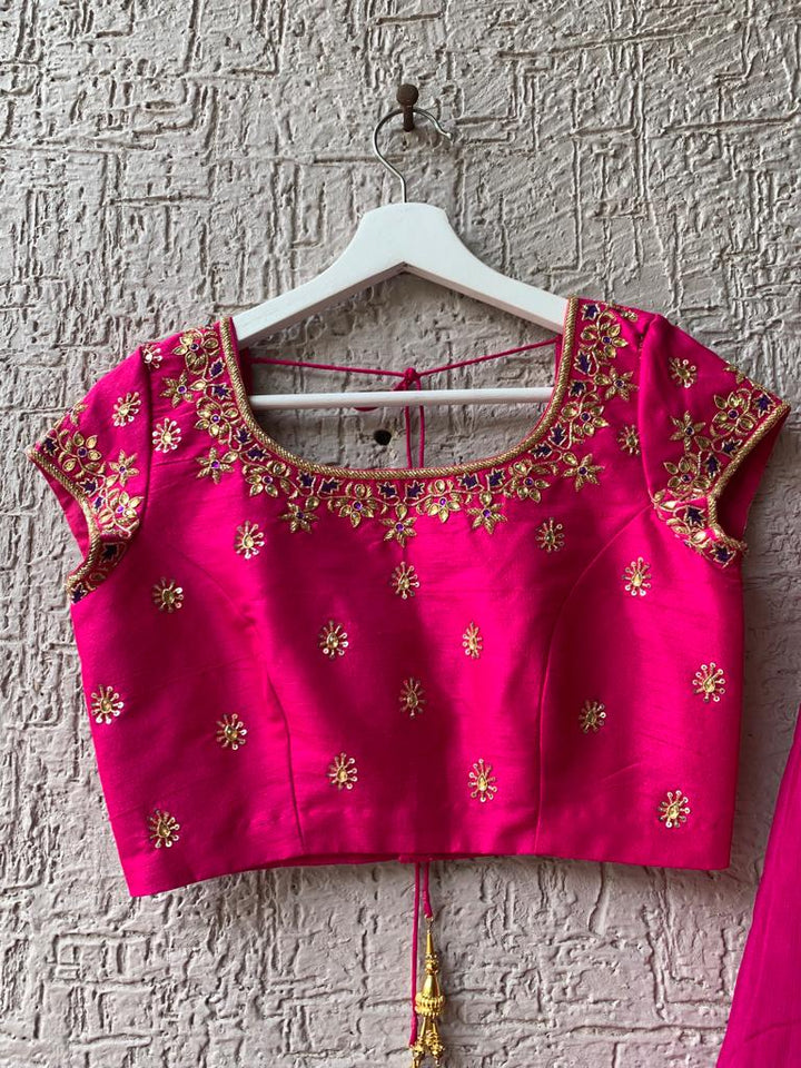 Pink & Purple Banaras Silk Lehenga