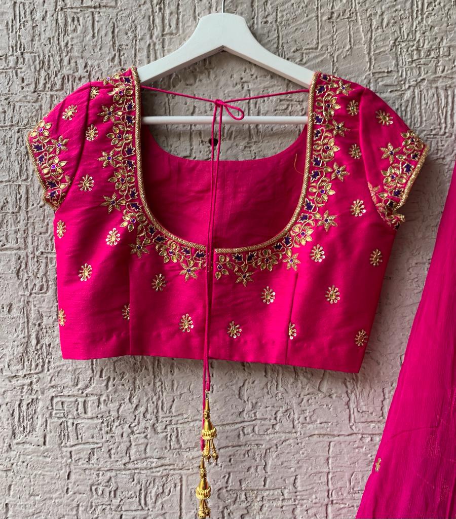 Pink & Purple Banaras Silk Lehenga