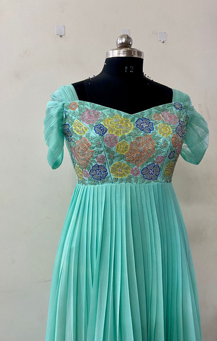 Sea Blue Maggam Dress