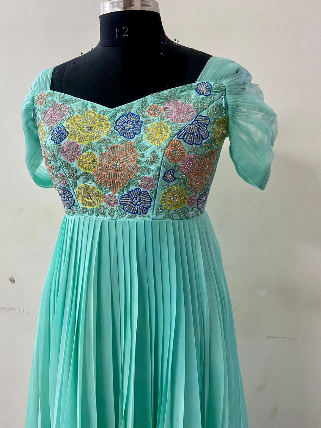 Sea Blue Maggam Dress