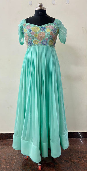 Sea Blue Maggam Dress
