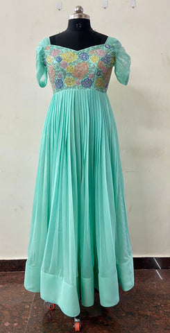 Sea Blue Maggam Dress