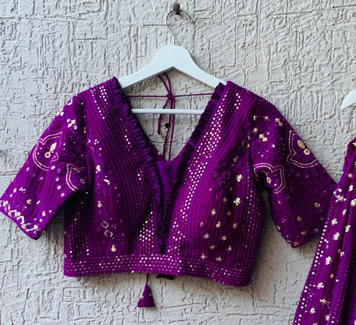 Purple Chikankari Lehenga