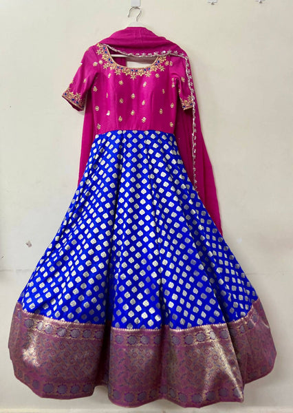 Banaras Gown with Handwork Yolk