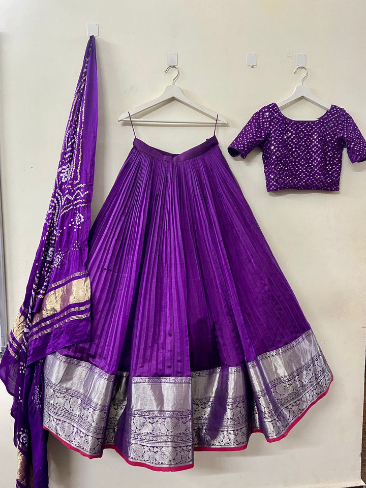 Purple Pure Mangalgiri Silk Lehenga