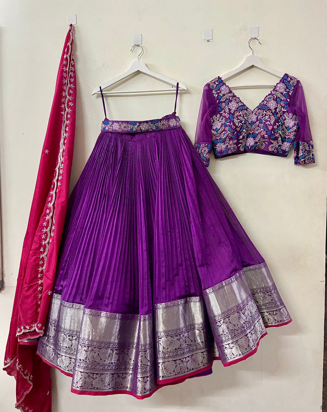 Purple Mangalgiri Silk Lehenga