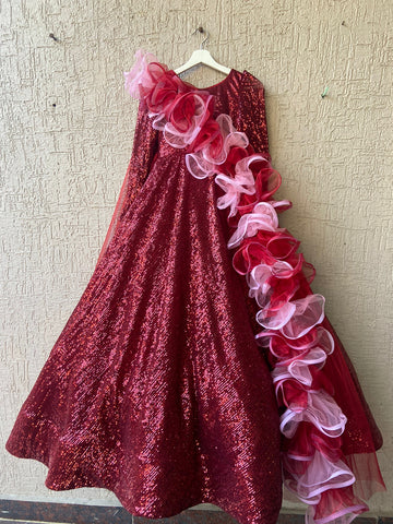 Red Heavy Sequin Dress