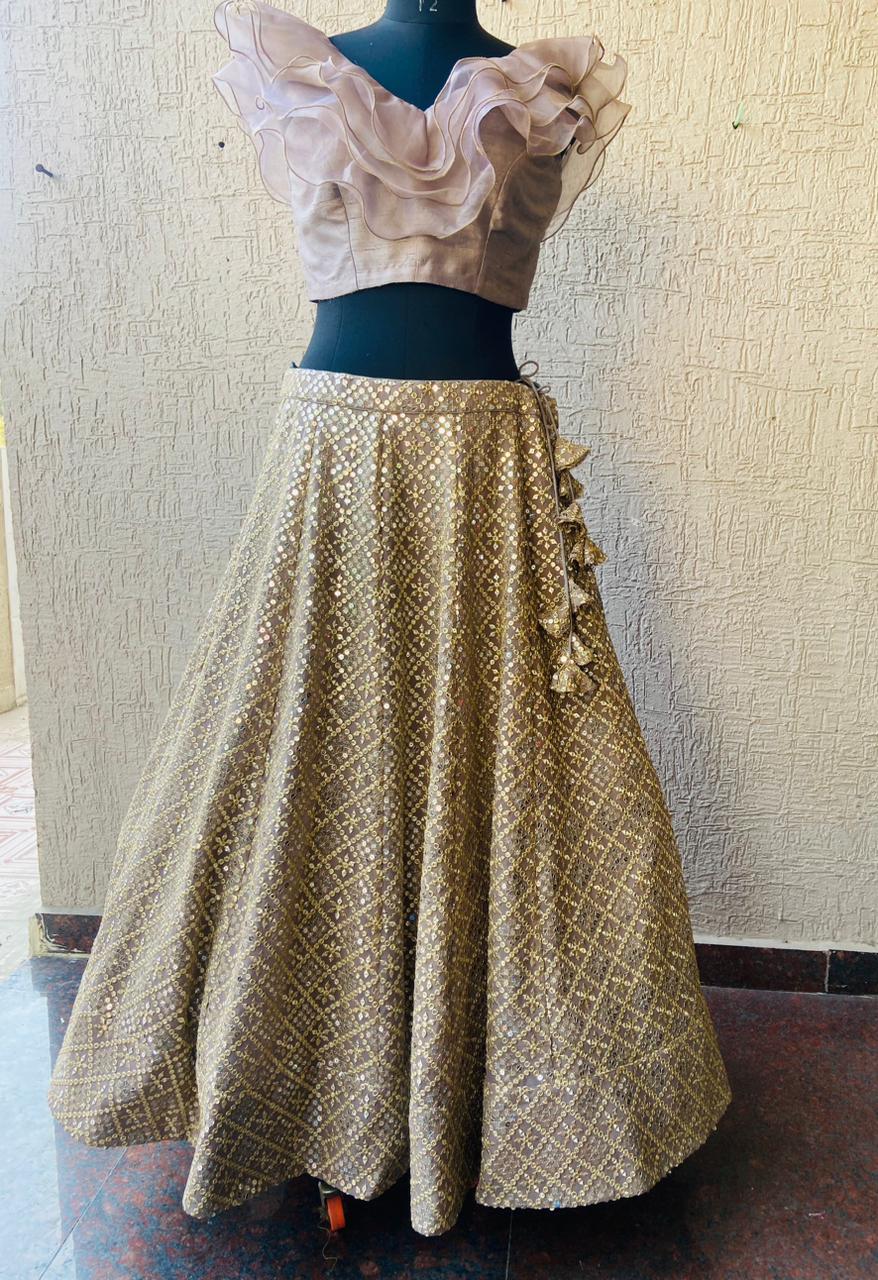 Gold Heavywork Georgette Lehenga