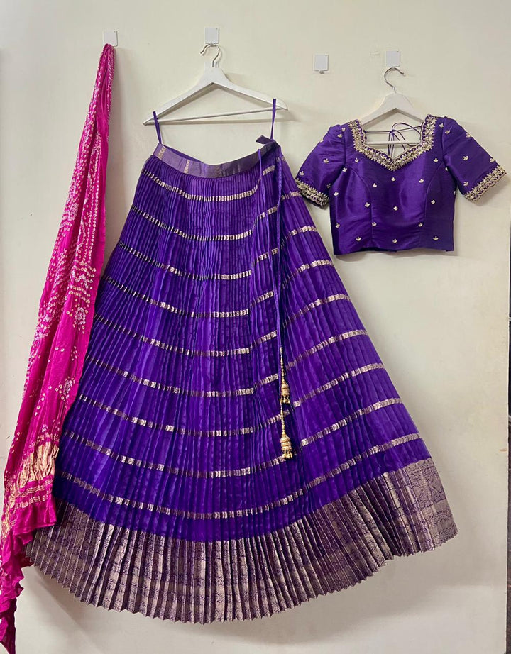 Purple Organza Silk Lehenga