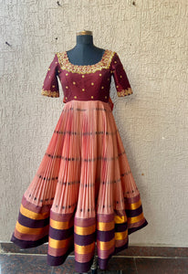 Peach Narayanpet SemiSilk Long Dress