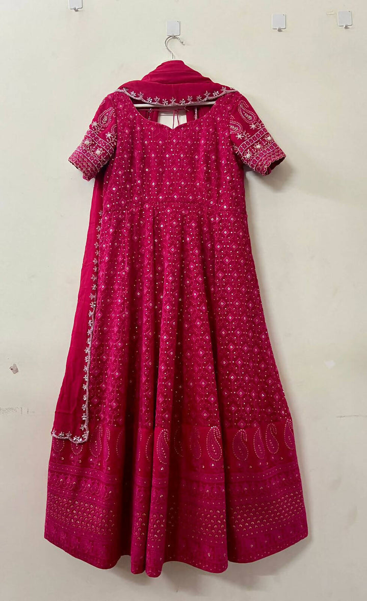 Pink Chikankari Gown