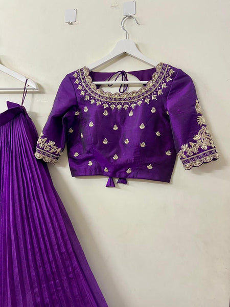 Purple Mangalgiri Silk Lehenga