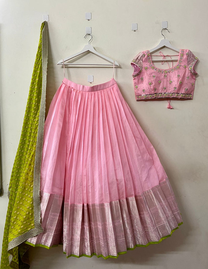 Mangalgiri Baby Pink Lehenga