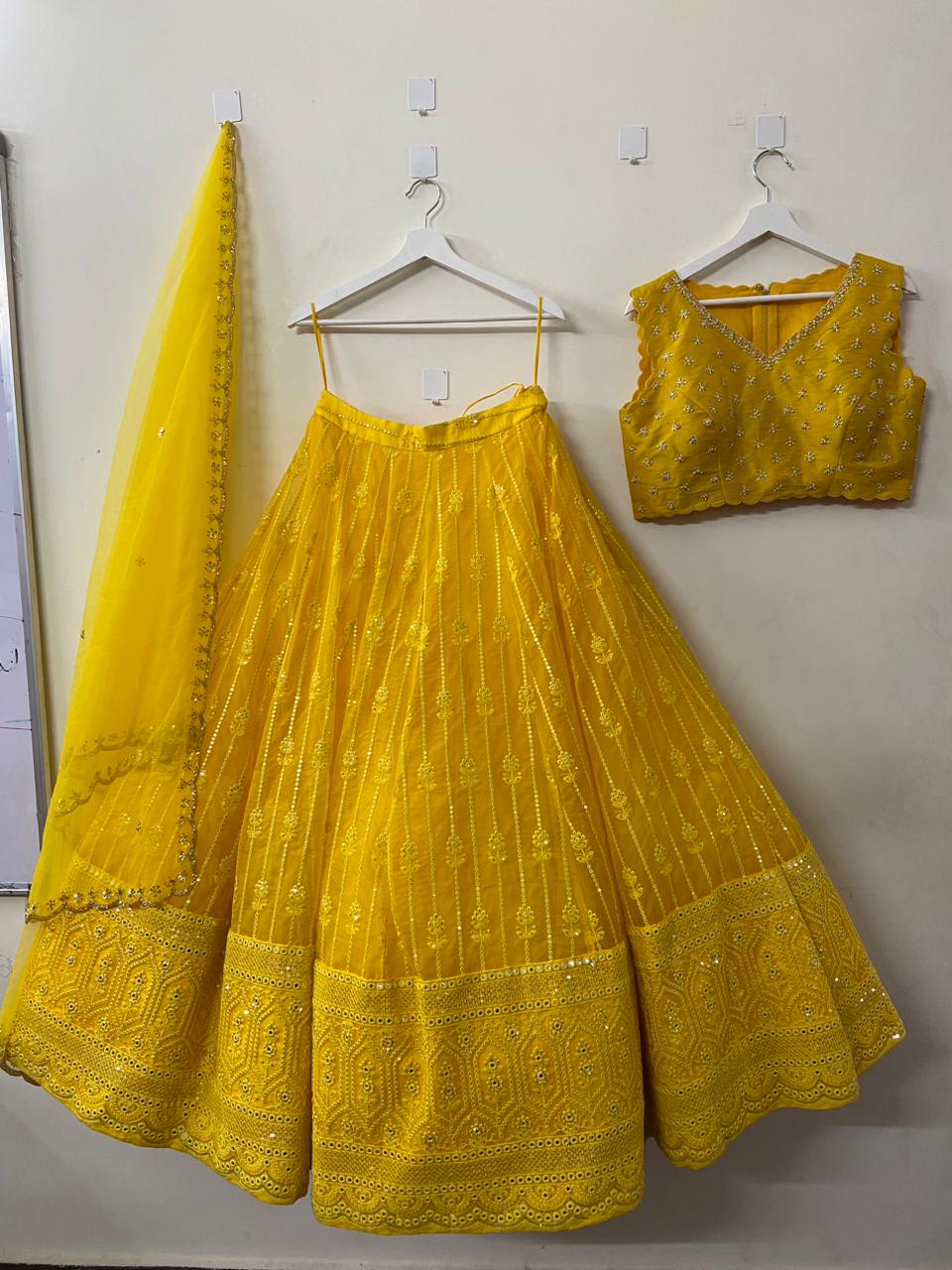 Yellow Chikankari Lehenga