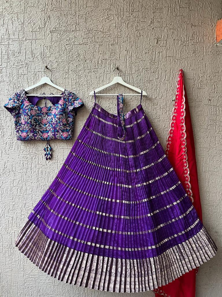 Purple Organza Silk Lehenga