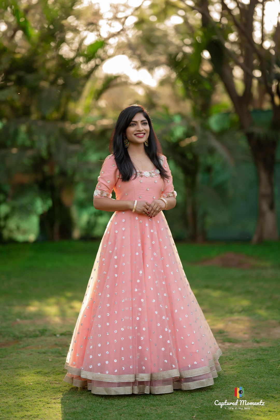 net dress for women Peach Handwork Net Dress