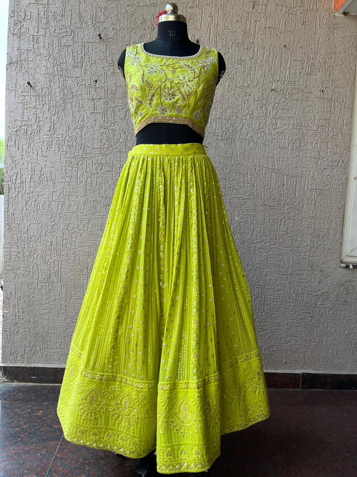 Neon Chikankari Lehenga