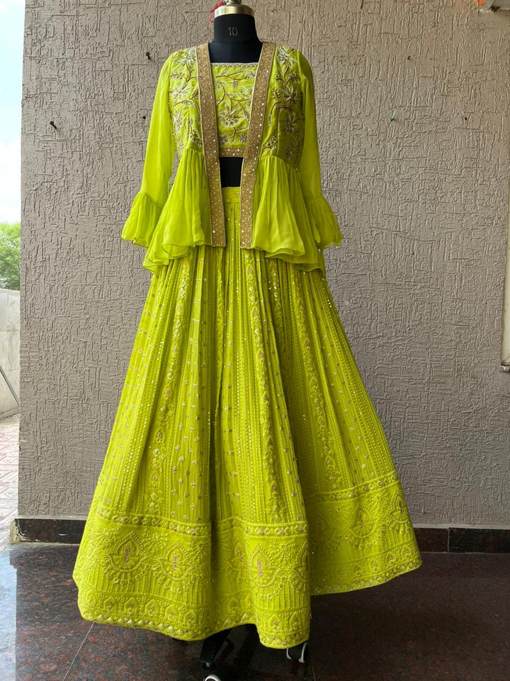 Neon Chikankari Lehenga