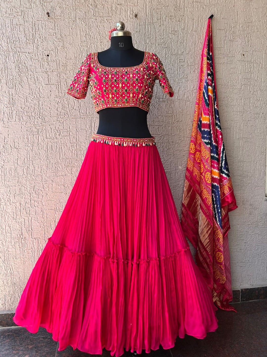 Pink Handwork Chinnon Lehenga