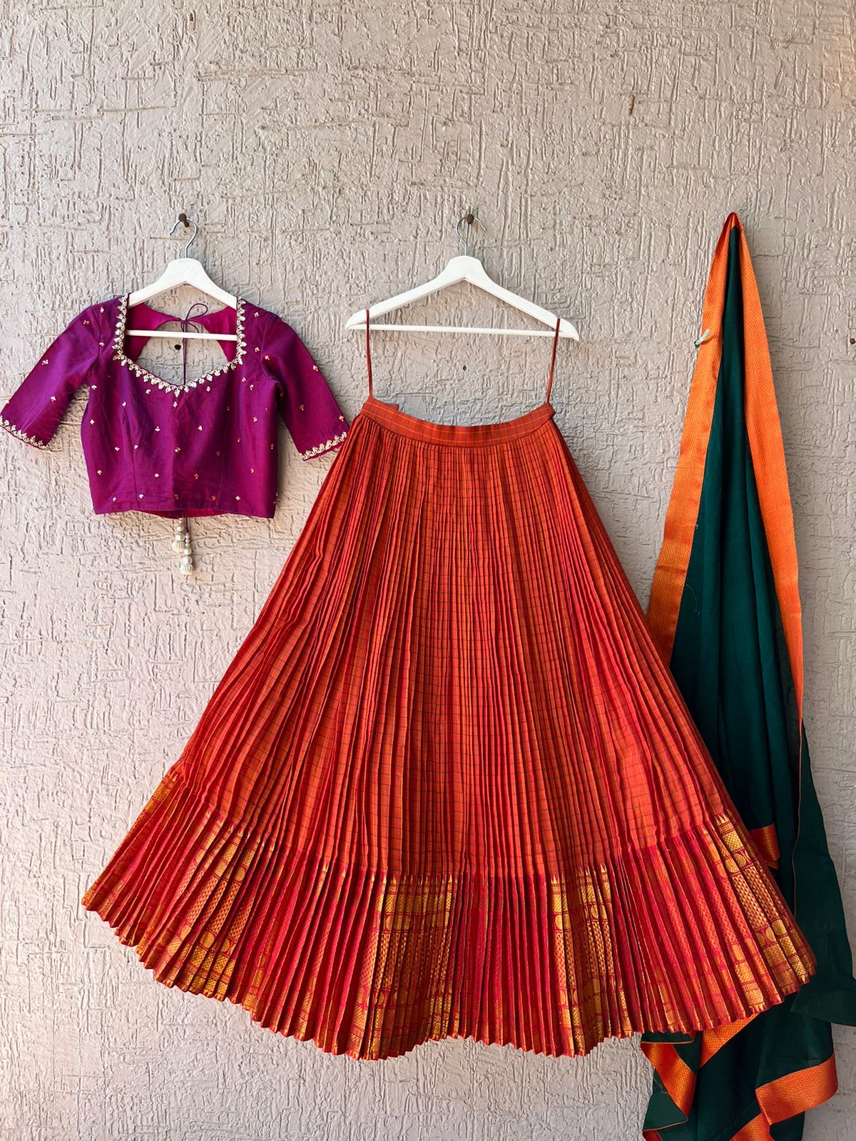 Pink & Orange Pink & Orange Embroidered Lehenga Choli With Dupatta by ZAYAH  for rent online | FLYROBE