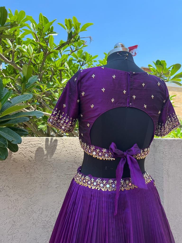 Purple Mangalgiri Silk Lehenga